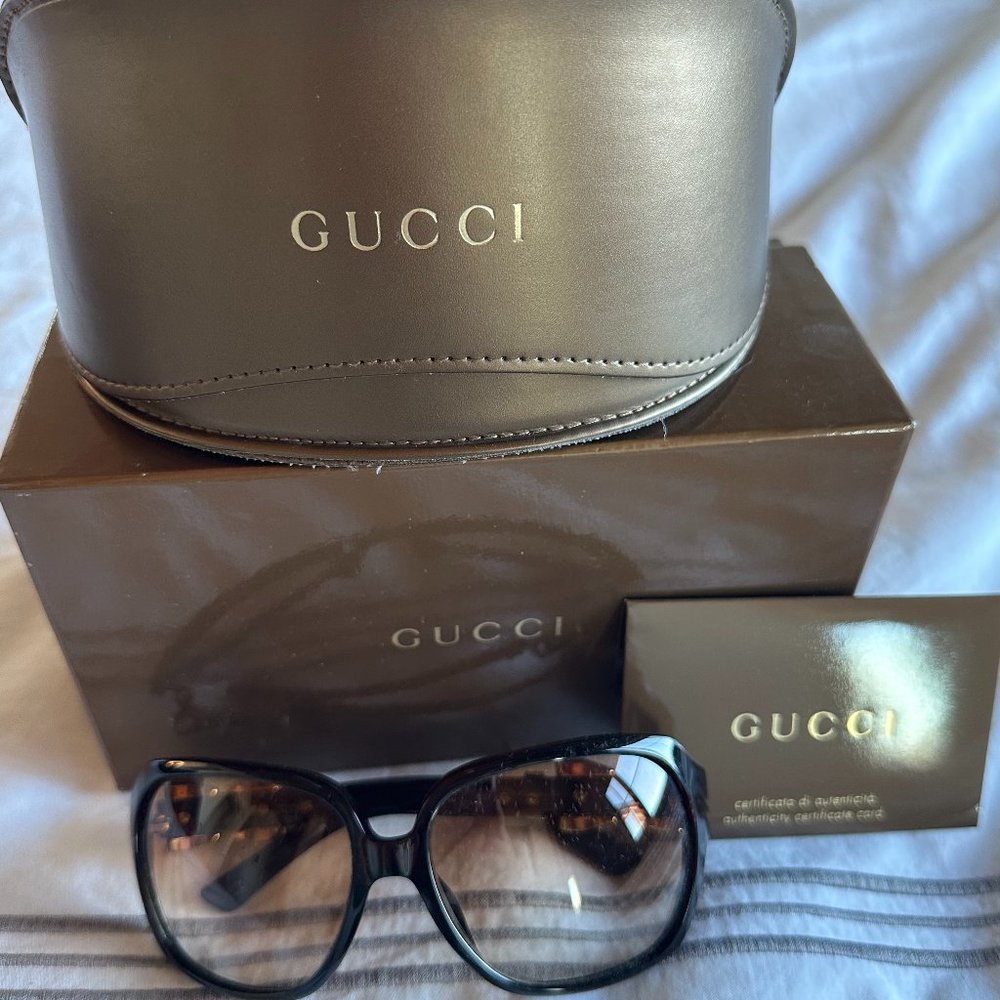 Gucci Dark Brown Buckle Sunglasses